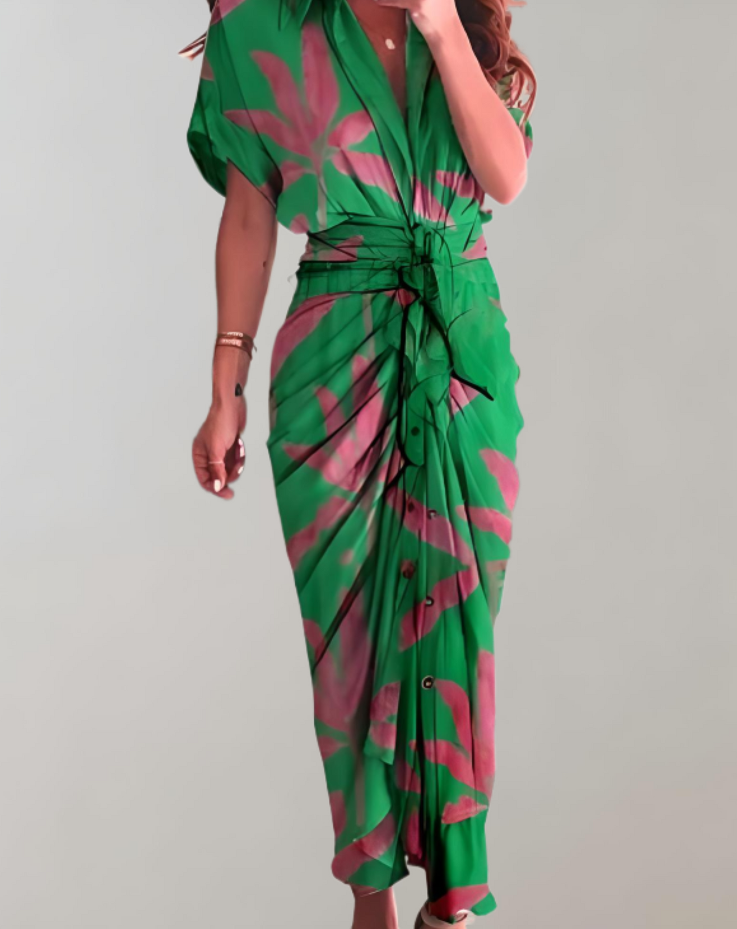 Dam Klassisk Lång Klänning med Batwing Ärmar