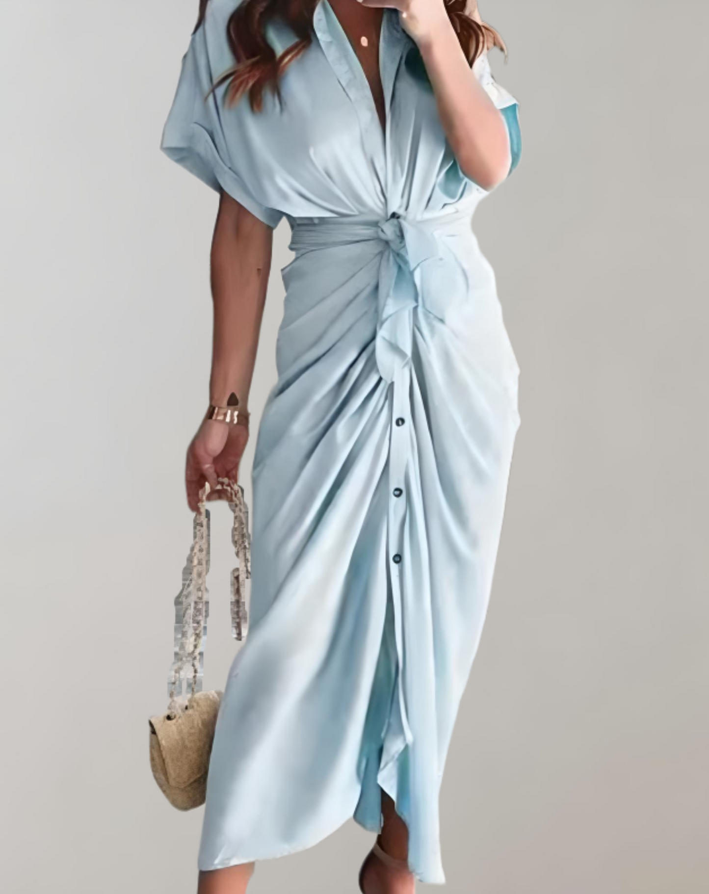 Dam Klassisk Lång Klänning med Batwing Ärmar