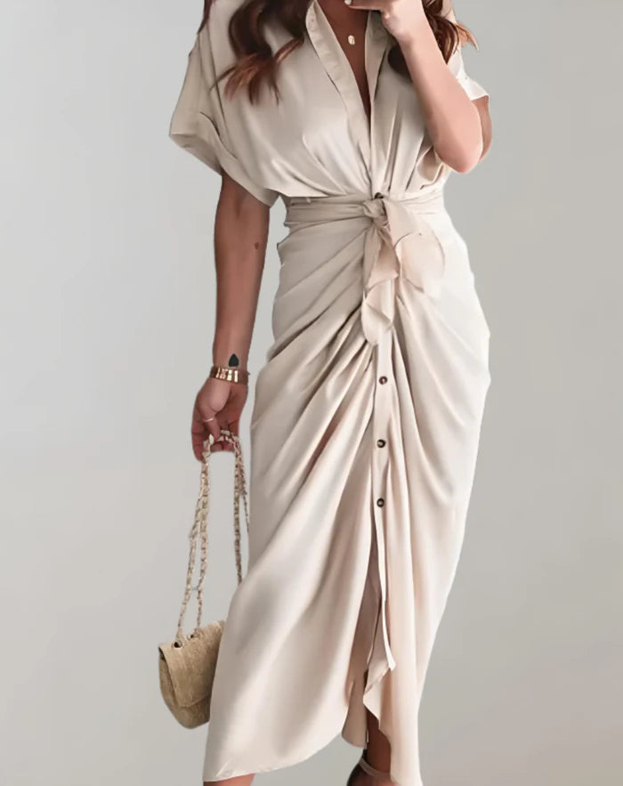 Dam Klassisk Lång Klänning med Batwing Ärmar