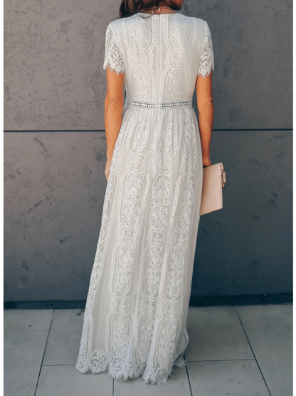 Dam V-ringad Maxiklänning | Kortärmad