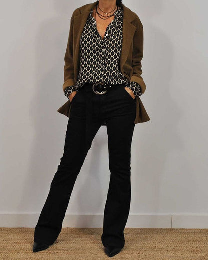 Dame Bluse | Trykt | Lange Ærmer