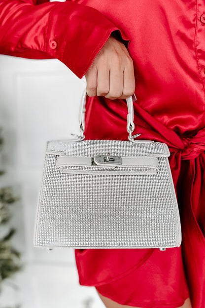 Kvinnors Elegant Faux Läder Kvällpåse med Löstagbar Axelrem och Rhinestone-Detaljer