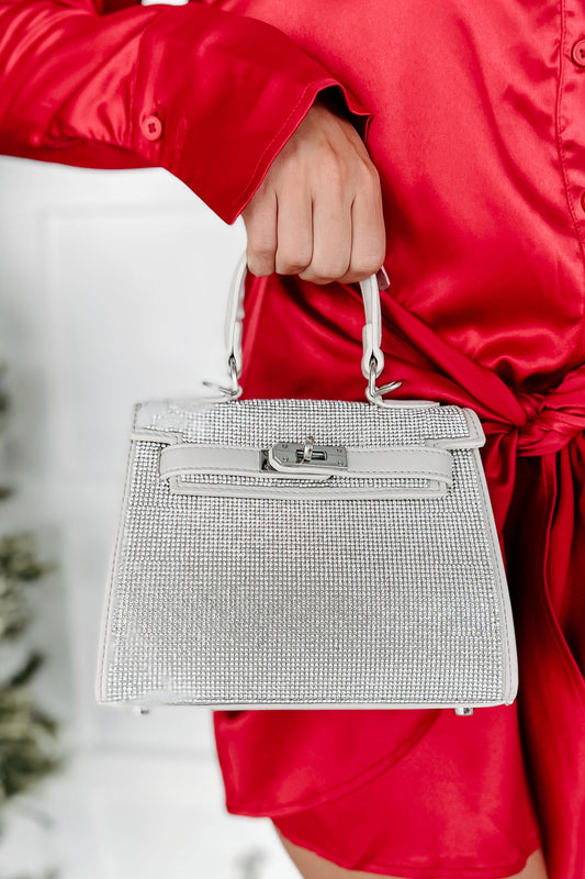 Kvinnors Elegant Faux Läder Kvällpåse med Löstagbar Axelrem och Rhinestone-Detaljer