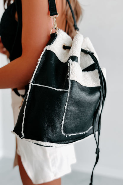 Damens Mångsidiga Sherpa Handväska med Dragstringsstängning