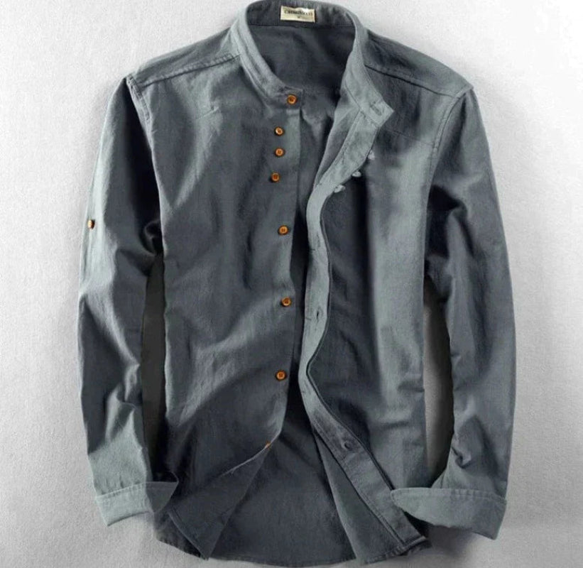 Mäns Klassiska Linneskjorta med Unika Detaljer 2