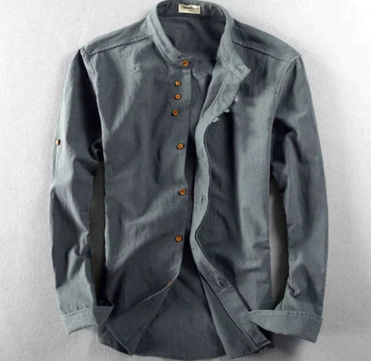 Mäns Klassiska Linneskjorta med Unika Detaljer 2