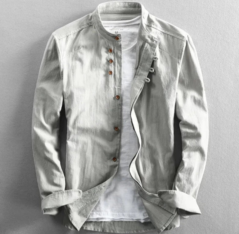 Mäns Klassiska Linneskjorta med Unika Detaljer 3