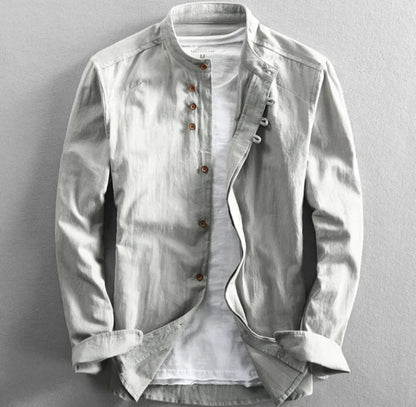 Mäns Klassiska Linneskjorta med Unika Detaljer 3