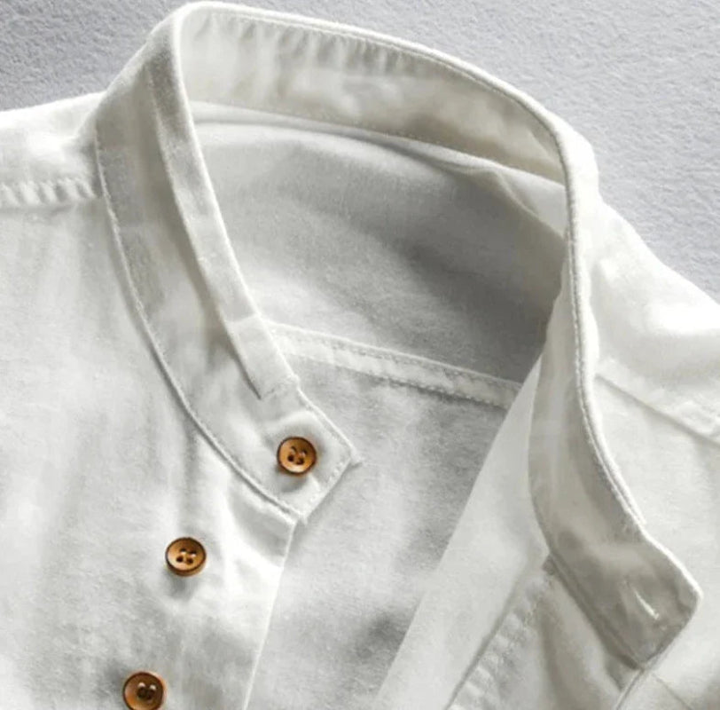 Mäns Klassiska Linneskjorta med Unika Detaljer 5