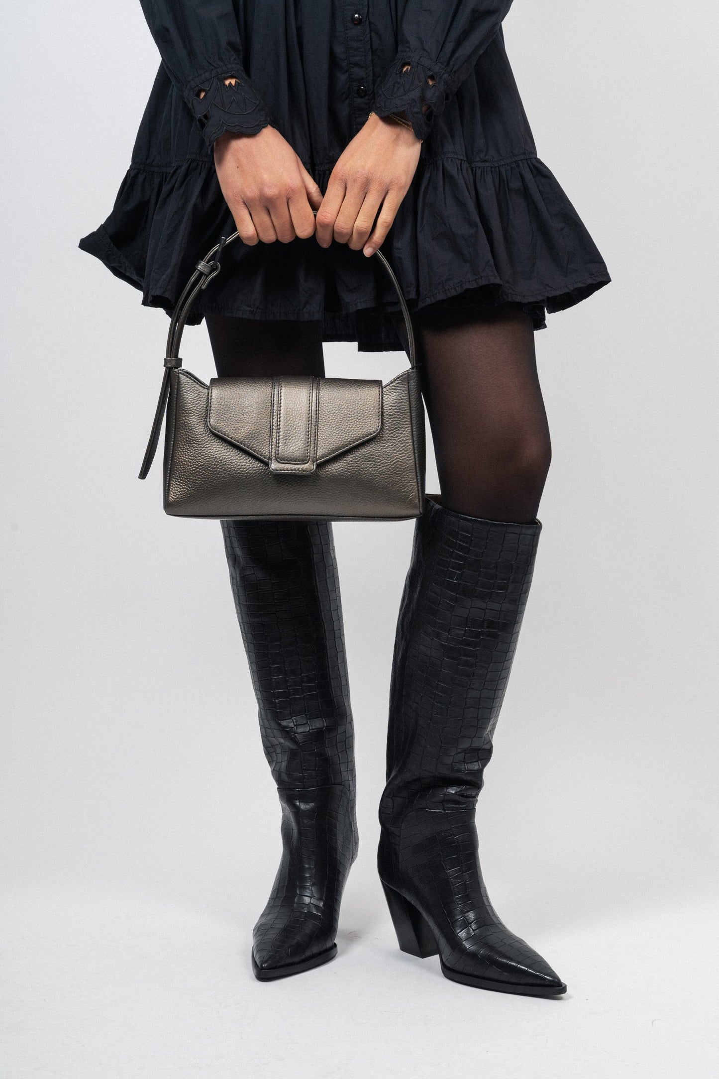 Dam Modern Kornläder Axelväska med Justerbar Rem