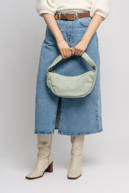 Dam Trendig Flätad Axelväska i PU med Dragkedja och Intern Blixtlåsficka