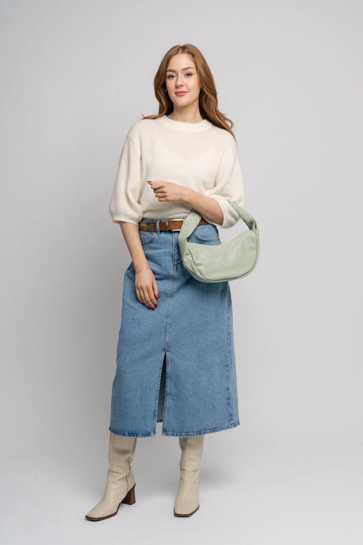 Dam Trendig Flätad Axelväska i PU med Dragkedja och Intern Blixtlåsficka