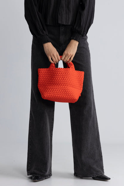 Dam Praktisk Handvävd Neopren Handväska med Avtagbar Axelrem och Stort Huvudrum