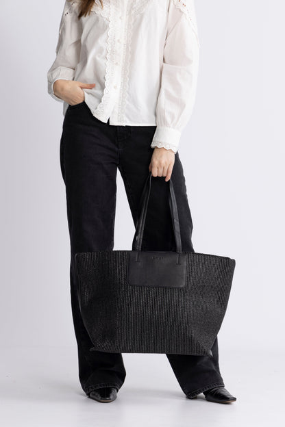 Dam Elegant Flettet Tote Bag med Indre Lommer for Bærbar PC