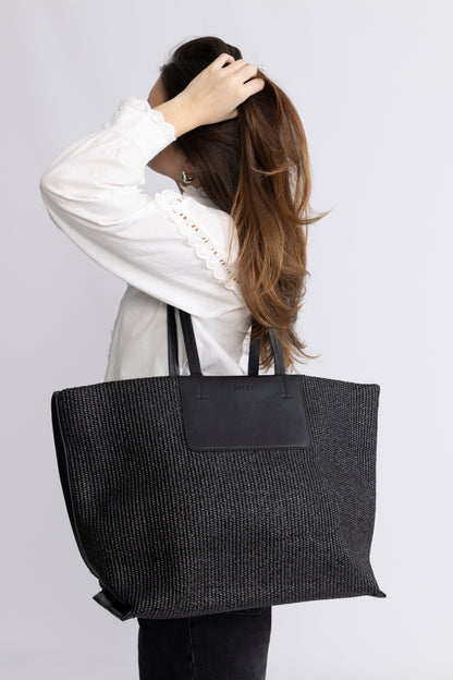 Dam Elegant Flettet Tote Bag med Indre Lommer for Bærbar PC