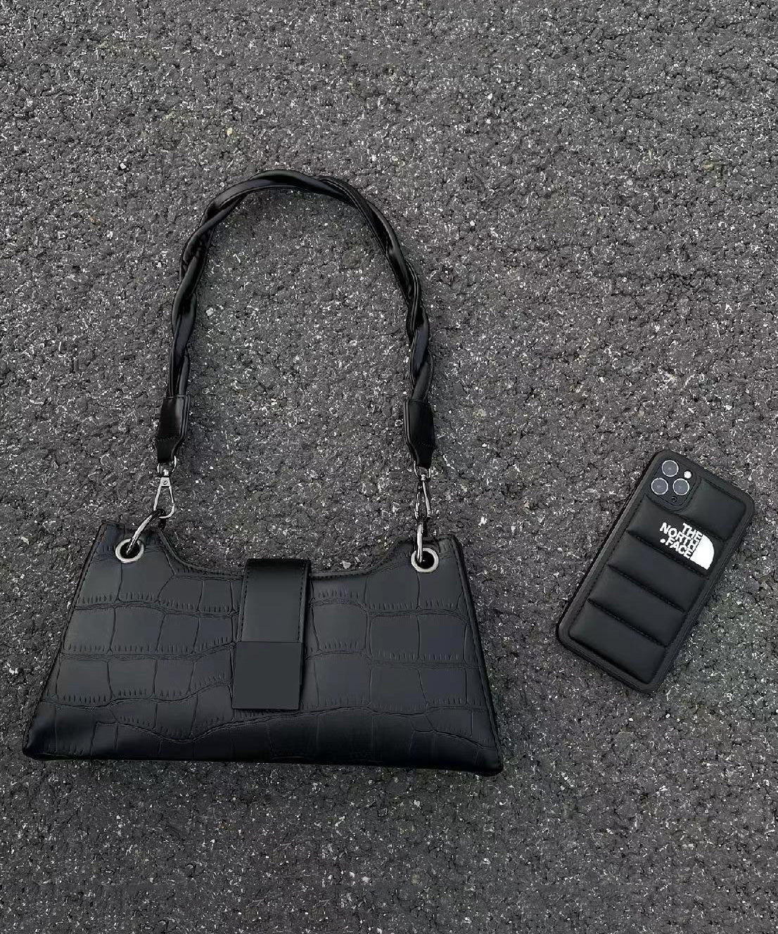 Dam Modern Faux Läder Säckväska med Dragkedja