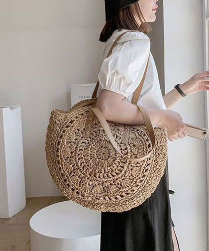 Dam Elegant Halm Handväska med Flera Fickor