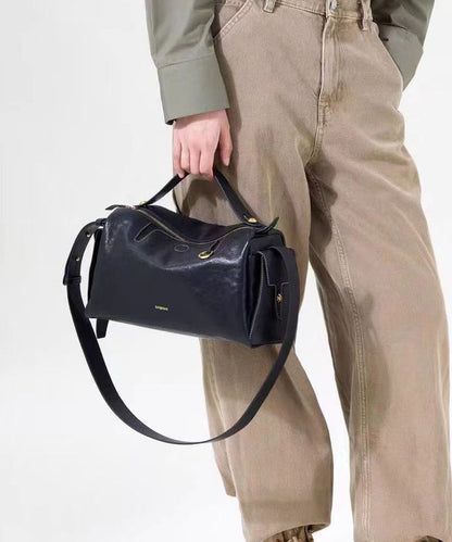 Herrar Slitstark Kalvläder Messenger Bag med Dragkedja och Inre Fickor