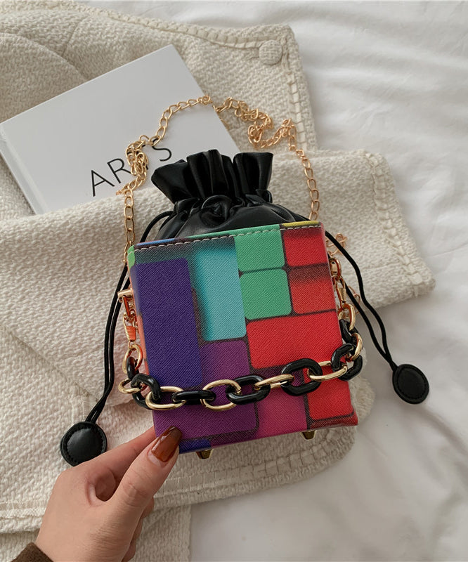 Dam Trendig Faux Läder Handväska med Rutigt Mönster och Justerbar Axelrem