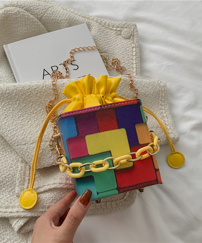 Dam Trendig Faux Läder Handväska med Rutigt Mönster och Justerbar Axelrem