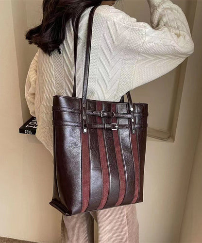 Dam Retro Faux Läder Satchelväska med Stor Kapacitet och Inuti Fickor