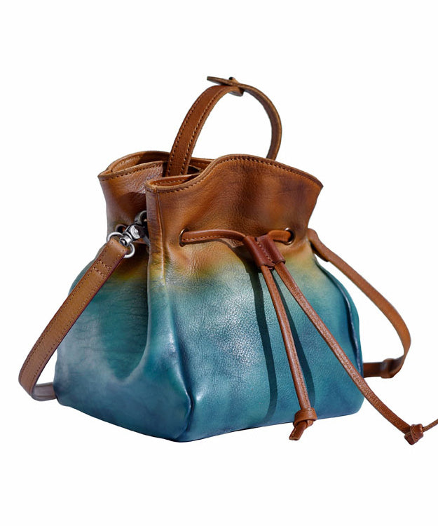 Dam Handmålad Kalvläder Handväska med Unik Gradientdesign