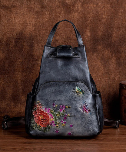 Unisex Elegant Cowhide Ryggsäck with Embossed Design