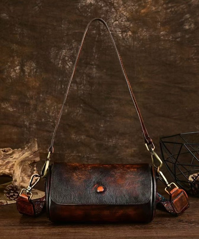 Dam Elegant Kalvläder Handväska med Justerbar Axelrem och Flera Fack