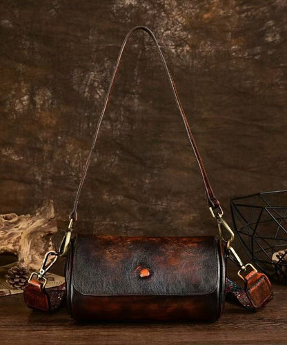 Dam Elegant Kalvläder Handväska med Justerbar Axelrem och Flera Fack