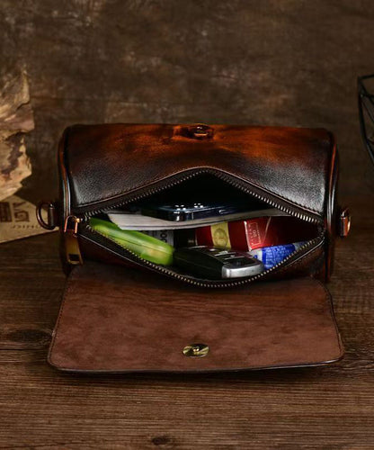 Dam Elegant Kalvläder Handväska med Justerbar Axelrem och Flera Fack