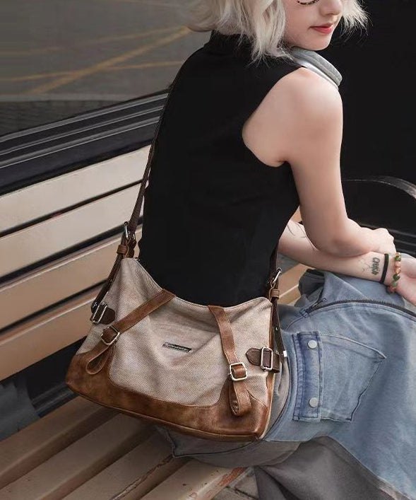 Dam Snygg Faux Läder Säckväska med Inre Fickor