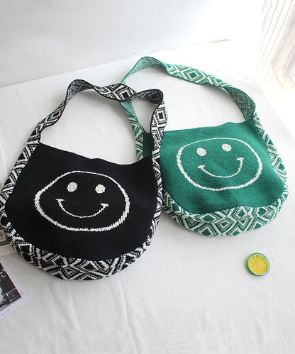 Unisex Trendig Bomull Messenger Väska med Leende Ansikte