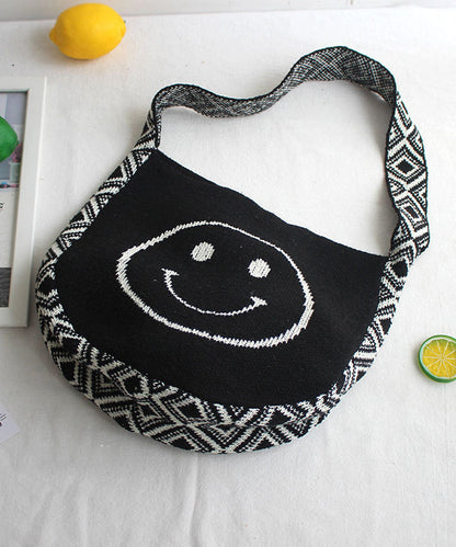 Unisex Trendig Bomull Messenger Väska med Leende Ansikte