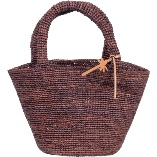 Dam Klassisk Raffia Handväska med Palmdetalj och Rymligt Huvudrum