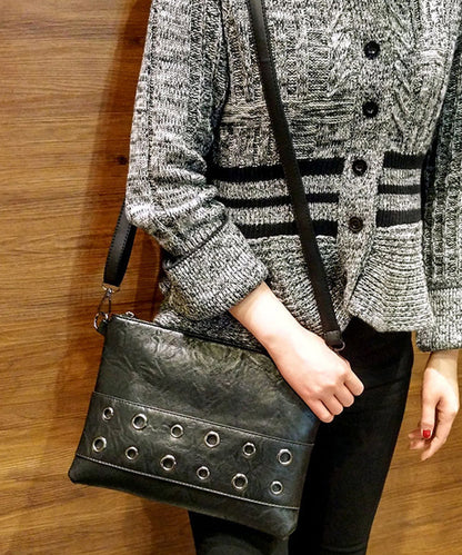 Dam Retro Faux Läder Shoppingväska med Dragkedja och Inuti Fickor