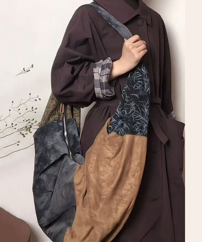 Unisex Retro Bomull Axelväska med Stor Kapacitet