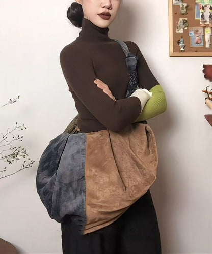 Unisex Retro Bomull Axelväska med Stor Kapacitet