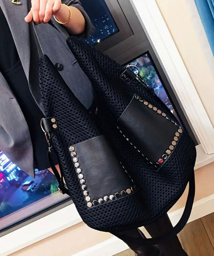 Unisex Trendy Mesh Axelväska med Stor Kapacitet och Inuti Fickor