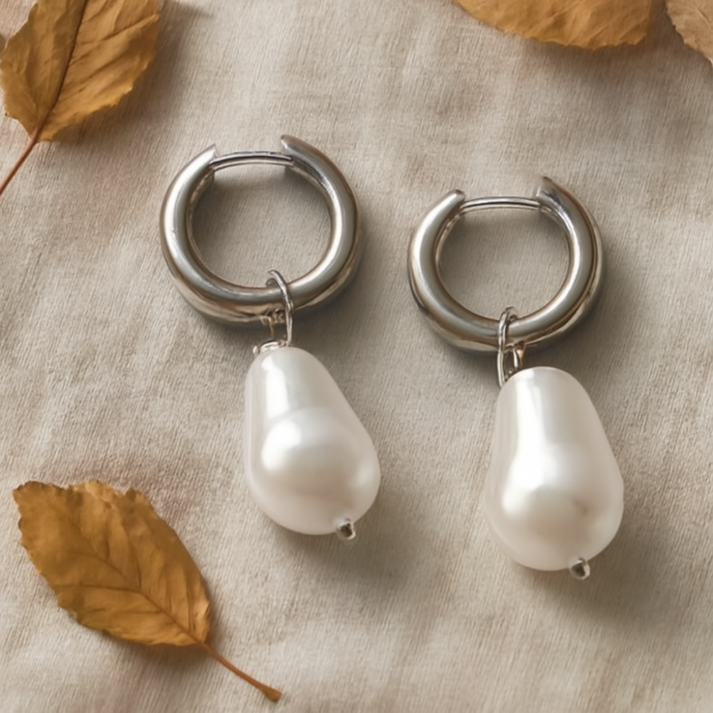 Runda pärlörhängen för kvinnor 1