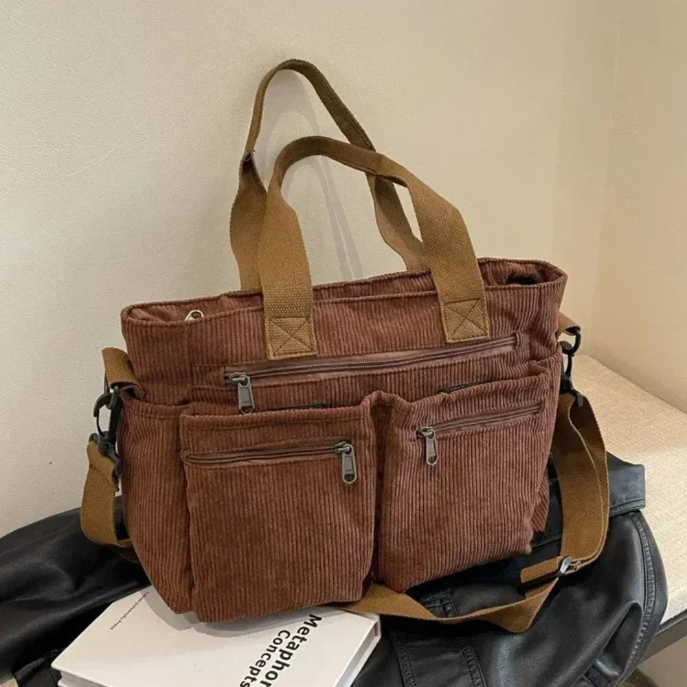 Rymlig tygväska med justerbar rem för kvinnor 6