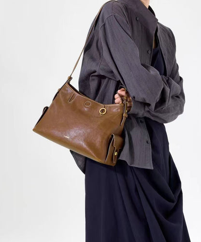 Unisex Stylish Calfskin Messenger Bag with Adjustable Shoulder Strap