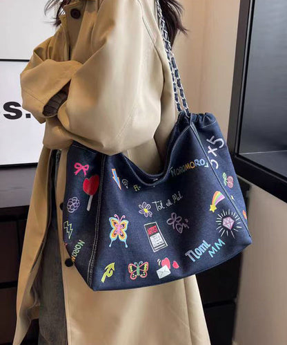 Dam Trendig Denim Handväska med Stor Kapacitet