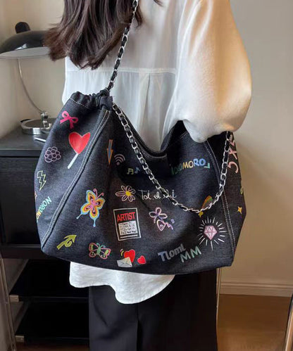 Dam Trendig Denim Handväska med Stor Kapacitet