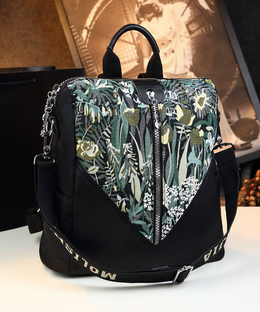 Damen Elegant Kalvläder Ryggsäck med Flera Fickor