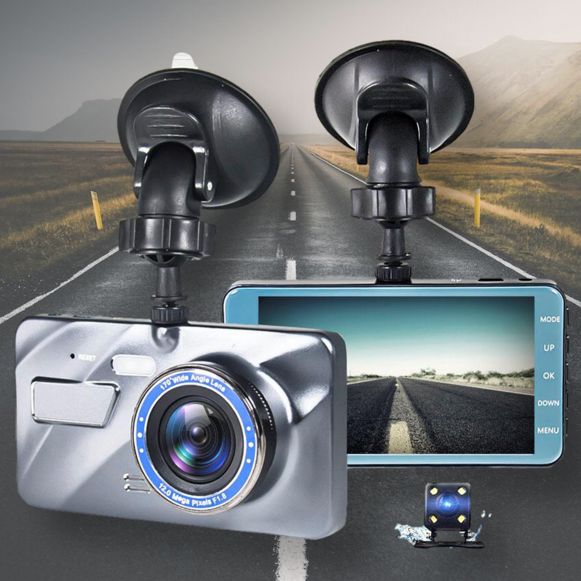 Trådlös dashcam för bil – inspelning fram och bak i 1080p 0