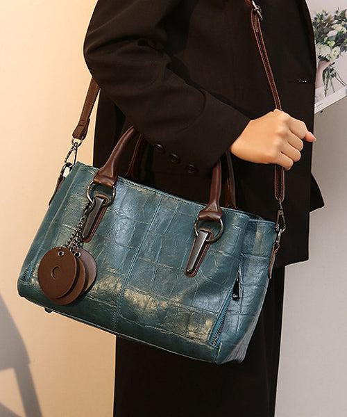 Dam Elegant Faux Läder Messenger Väska med Unik Patchwork Design