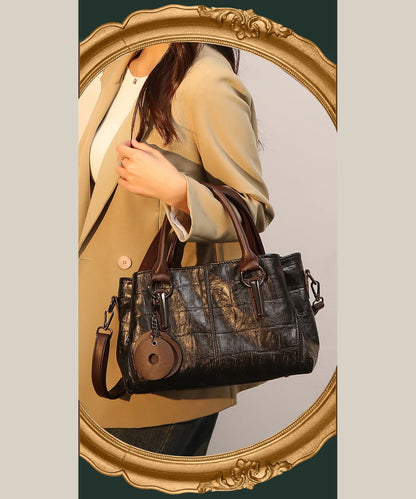 Dam Elegant Faux Läder Messenger Väska med Unik Patchwork Design