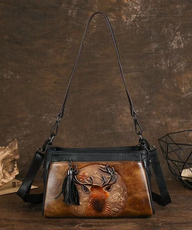 Variant image for Herrar Elegant Kalvläder Messenger Väska med Djurprägling-1