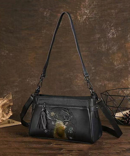 Herre Elegant Kalveskinn Messenger Veske med Dyrepreget mønster