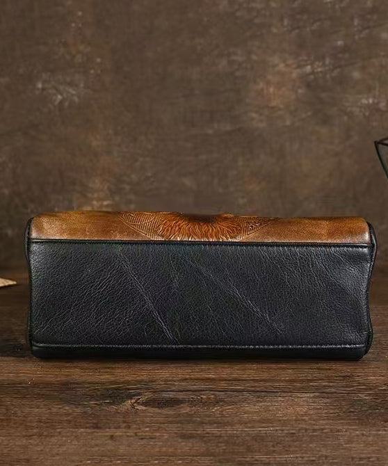 Herre Elegant Kalveskinn Messenger Veske med Dyrepreget mønster